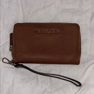 Michael Kors Brown Leather Wallet with Zip-Around Closure